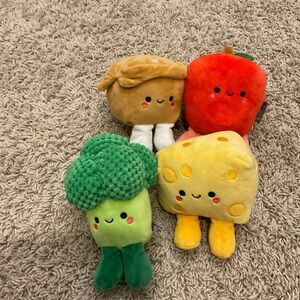 Hallmark Plush Food Buddies - Green, Yellow, Red, Brown